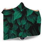 Natural Green Leaf Print Hooded Blanket
