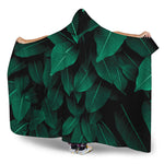Natural Green Leaf Print Hooded Blanket