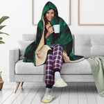 Natural Green Leaf Print Hooded Blanket