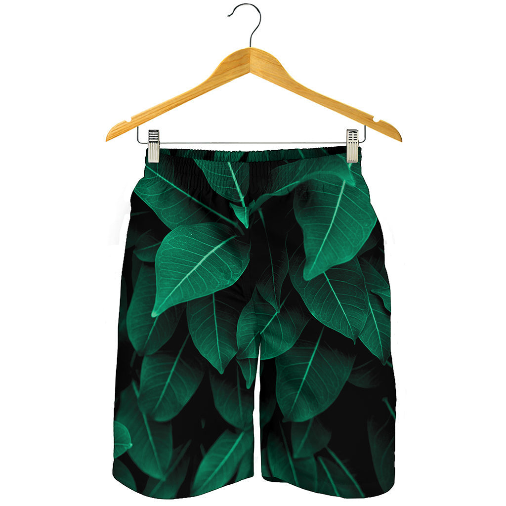 Natural Green Leaf Print Men's Shorts