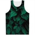 Natural Green Leaf Print Men's Tank Top