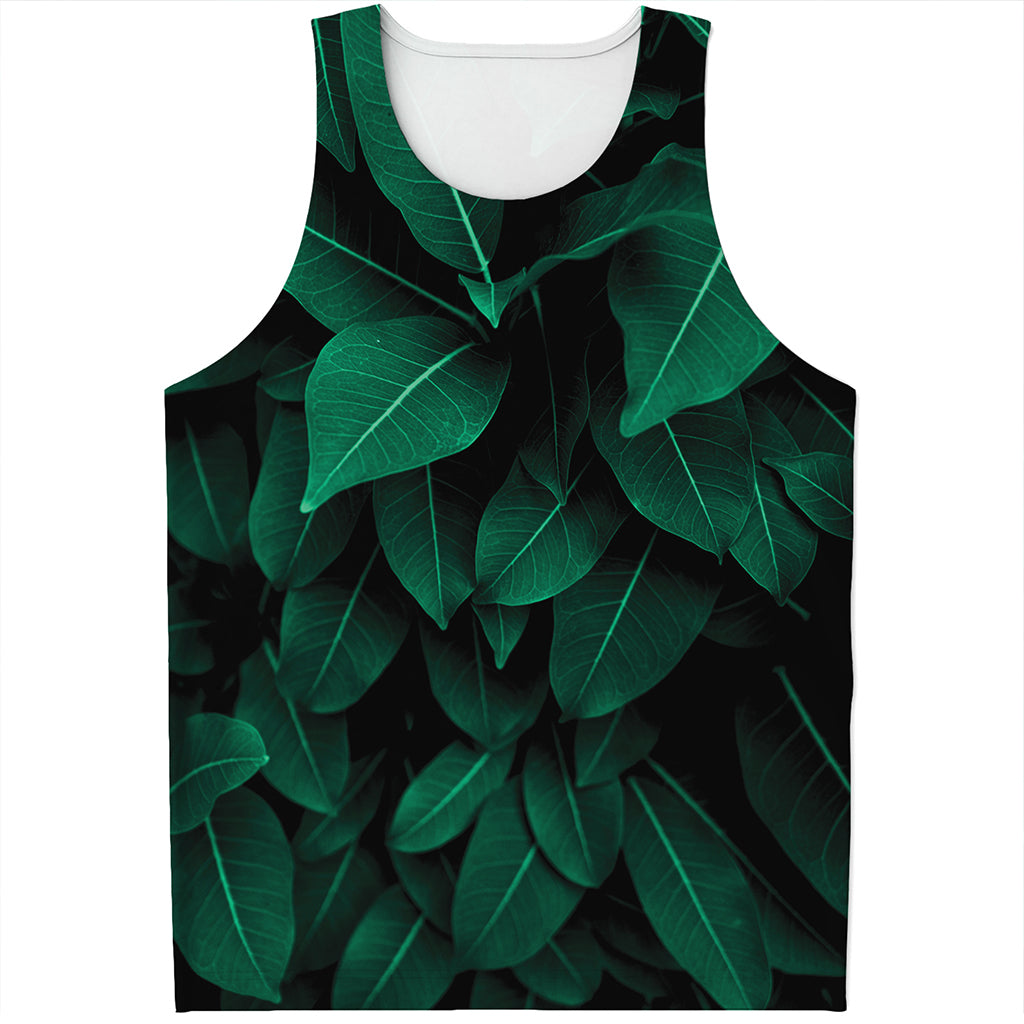 Natural Green Leaf Print Men's Tank Top
