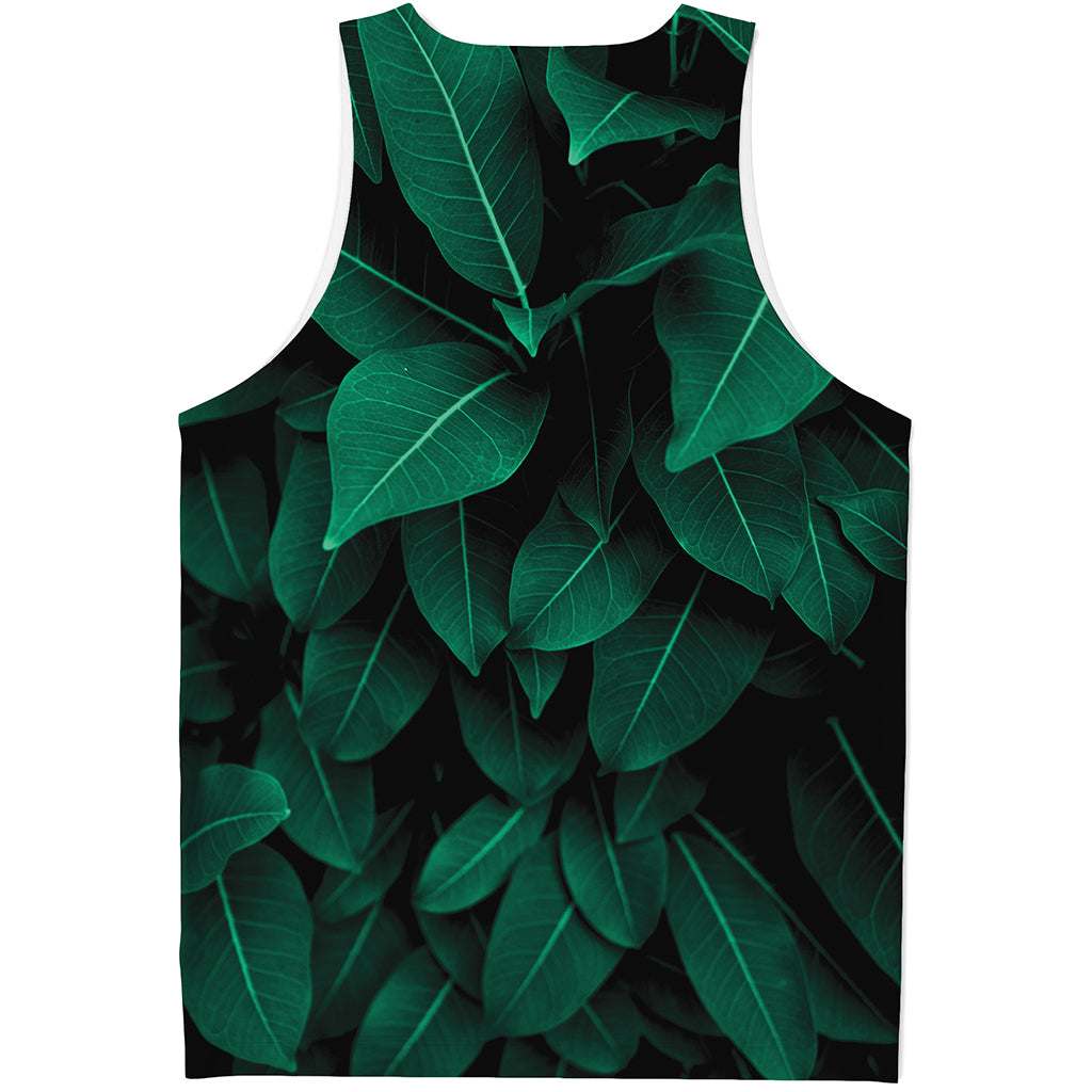 Natural Green Leaf Print Men's Tank Top