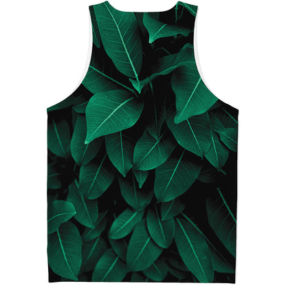 Natural Green Leaf Print Men's Tank Top