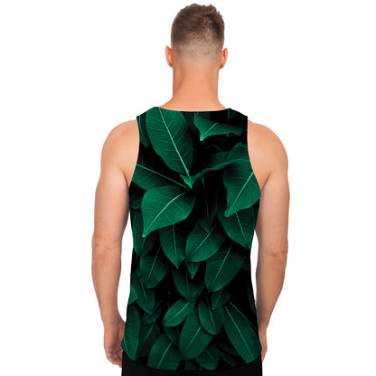 Natural Green Leaf Print Men's Tank Top