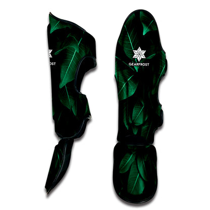 Natural Green Leaf Print Muay Thai Shin Guard