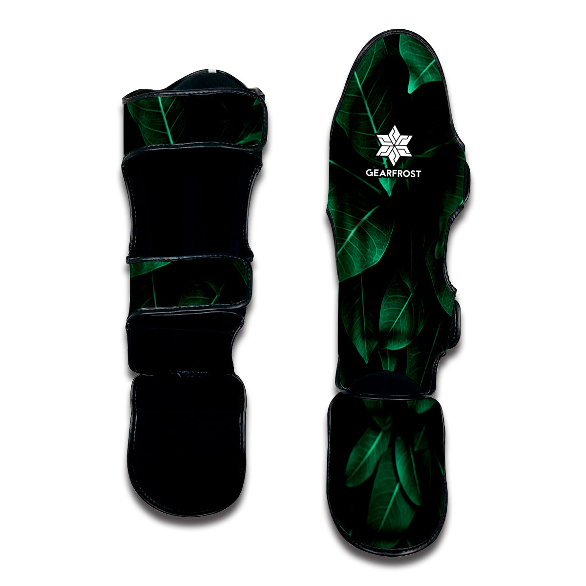 Natural Green Leaf Print Muay Thai Shin Guard