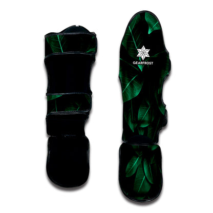 Natural Green Leaf Print Muay Thai Shin Guard