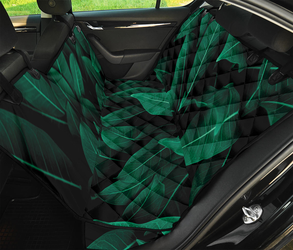 Natural Green Leaf Print Pet Car Back Seat Cover