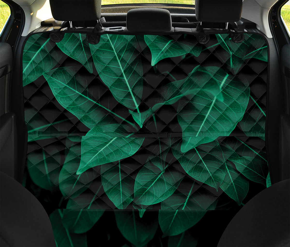 Natural Green Leaf Print Pet Car Back Seat Cover