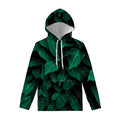 Natural Green Leaf Print Pullover Hoodie