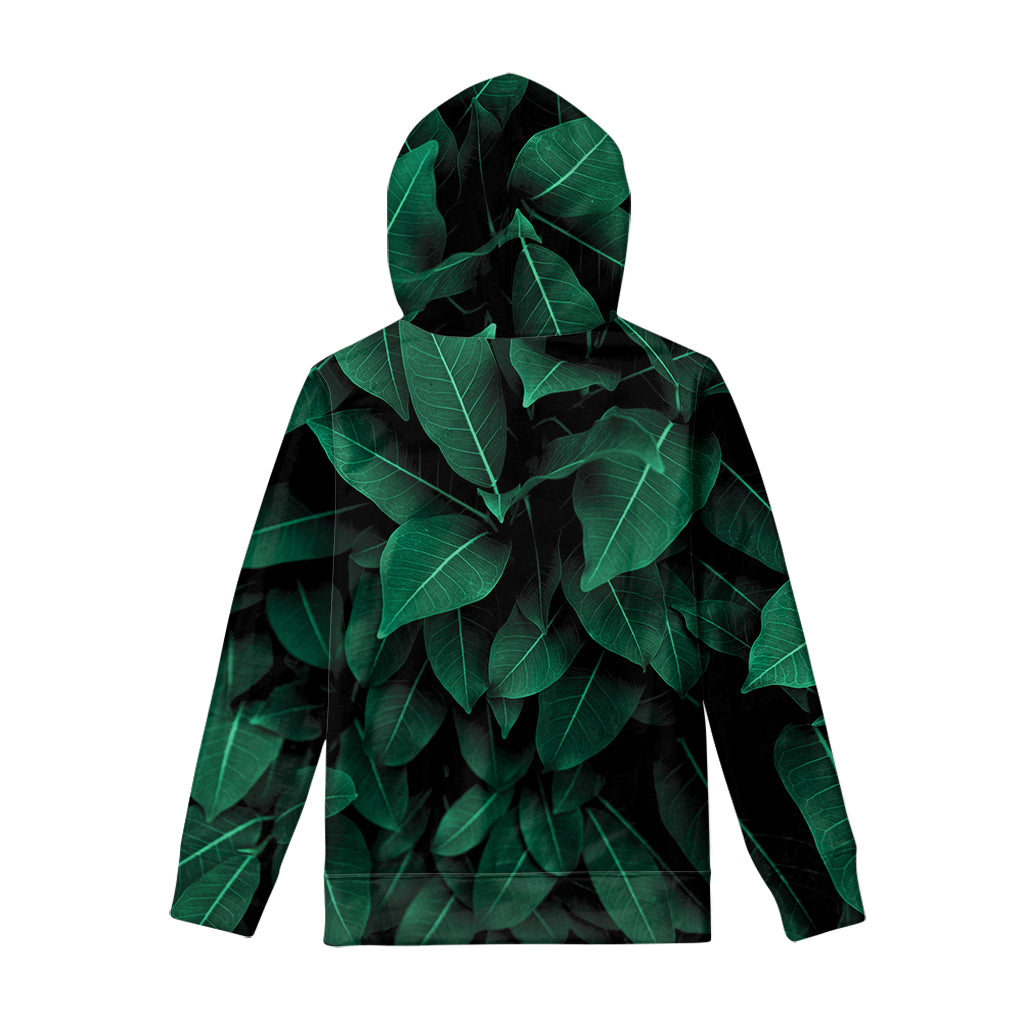 Natural Green Leaf Print Pullover Hoodie