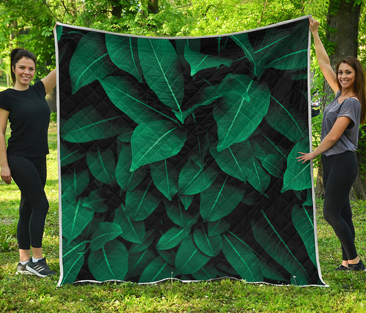 Natural Green Leaf Print Quilt