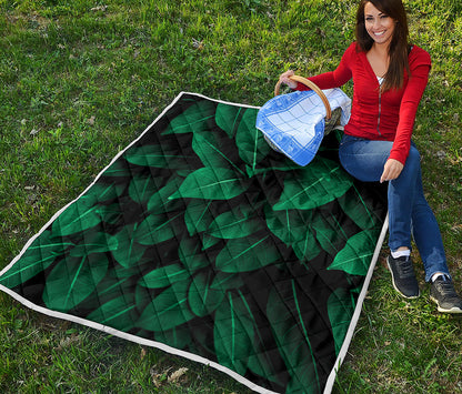 Natural Green Leaf Print Quilt