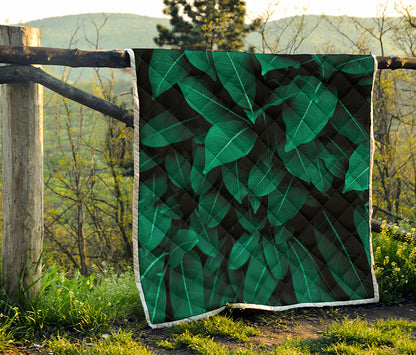Natural Green Leaf Print Quilt