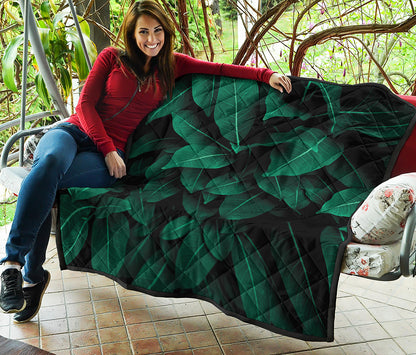 Natural Green Leaf Print Quilt