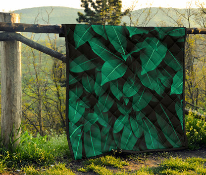 Natural Green Leaf Print Quilt