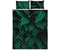 Natural Green Leaf Print Quilt Bed Set