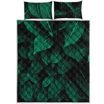 Natural Green Leaf Print Quilt Bed Set