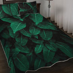 Natural Green Leaf Print Quilt Bed Set