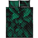 Natural Green Leaf Print Quilt Bed Set