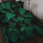 Natural Green Leaf Print Quilt Bed Set