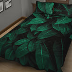 Natural Green Leaf Print Quilt Bed Set