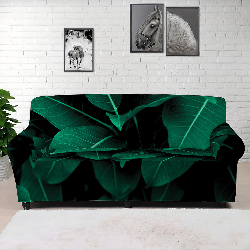 Natural Green Leaf Print Sofa Cover