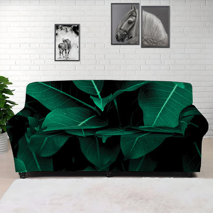 Natural Green Leaf Print Sofa Cover