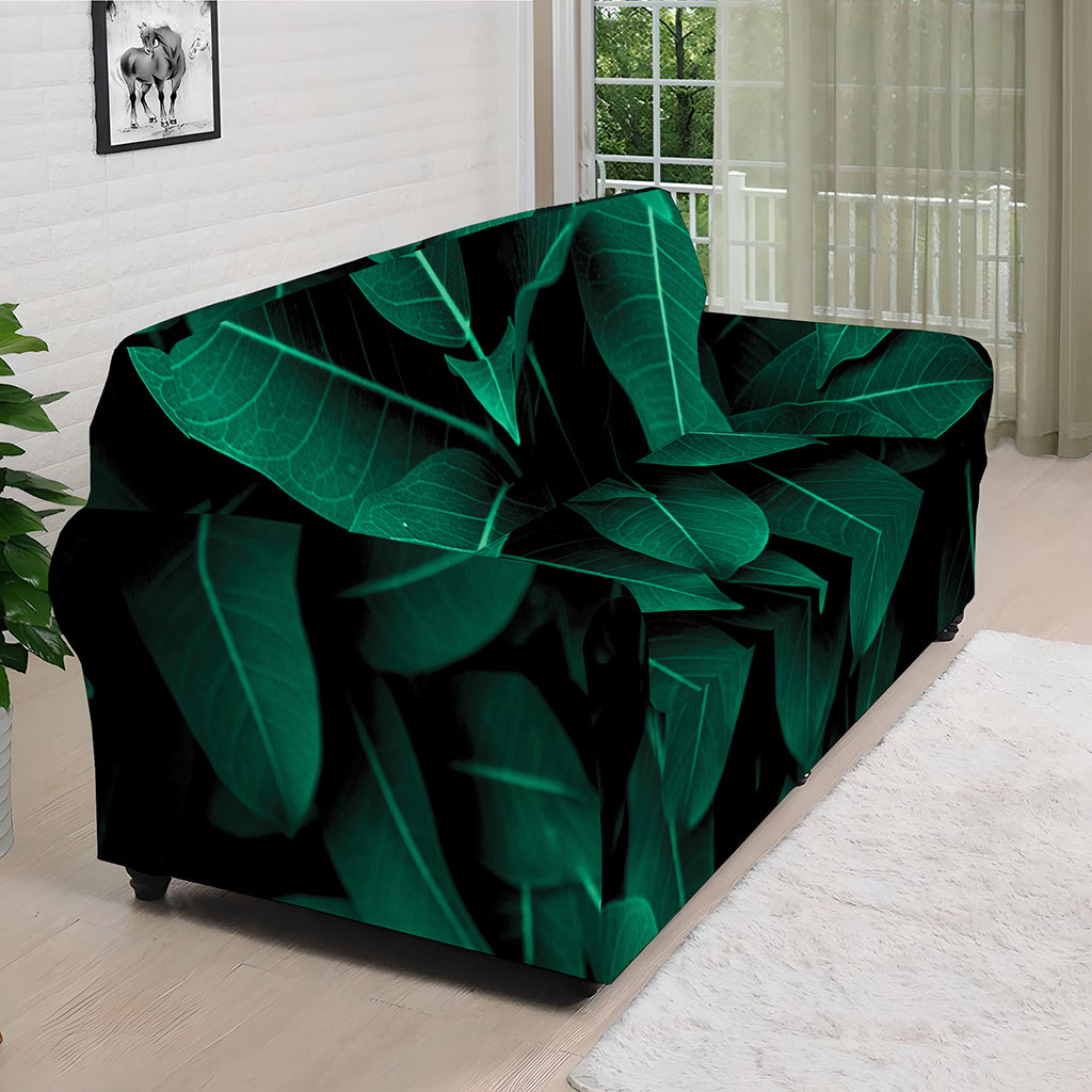 Natural Green Leaf Print Sofa Cover