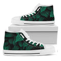 Natural Green Leaf Print White High Top Sneakers
