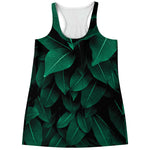 Natural Green Leaf Print Women's Racerback Tank Top