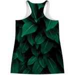 Natural Green Leaf Print Women's Racerback Tank Top