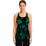 Natural Green Leaf Print Women's Racerback Tank Top