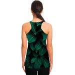 Natural Green Leaf Print Women's Racerback Tank Top