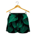 Natural Green Leaf Print Women's Shorts