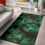Natural Tropical Leaf Print Area Rug