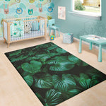 Natural Tropical Leaf Print Area Rug