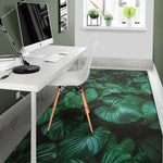 Natural Tropical Leaf Print Area Rug