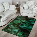 Natural Tropical Leaf Print Area Rug