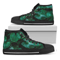 Natural Tropical Leaf Print Black High Top Sneakers