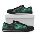 Natural Tropical Leaf Print Black Low Top Sneakers