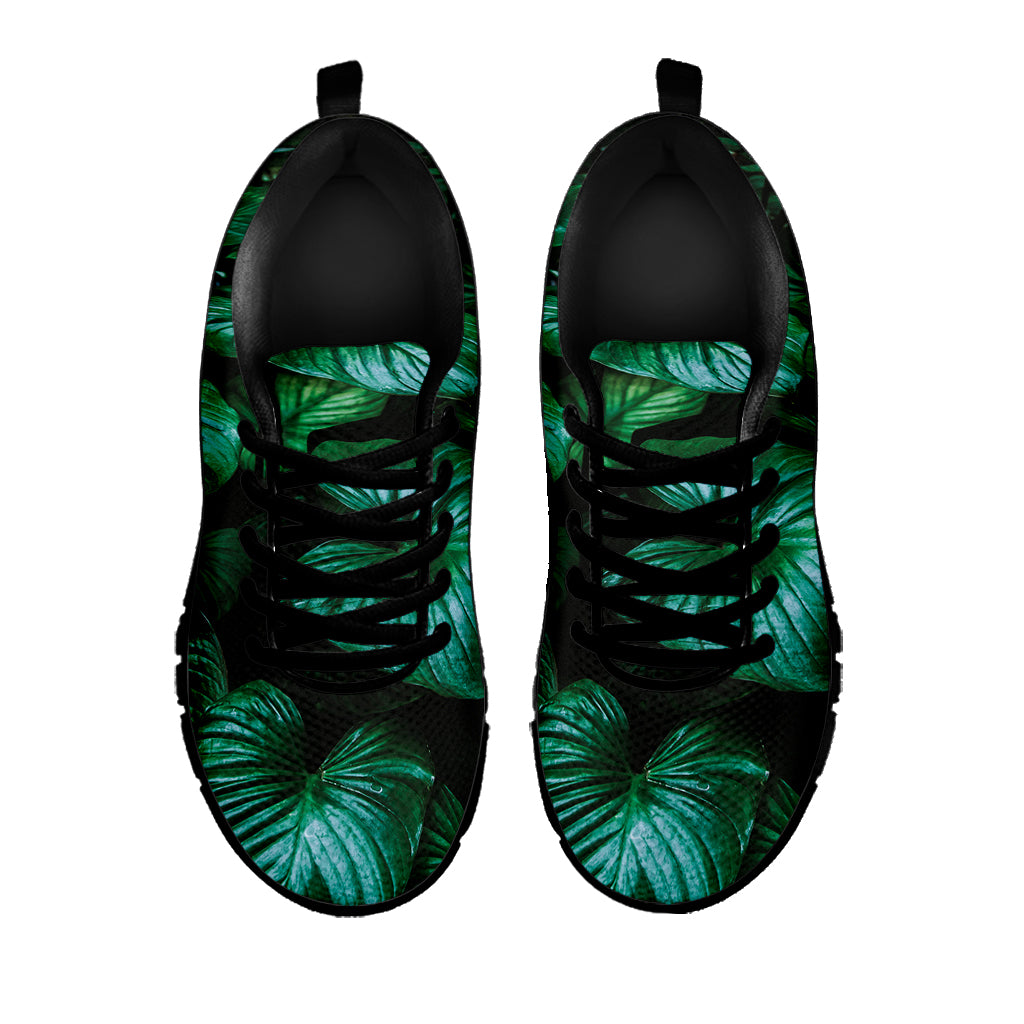 Natural Tropical Leaf Print Black Sneakers