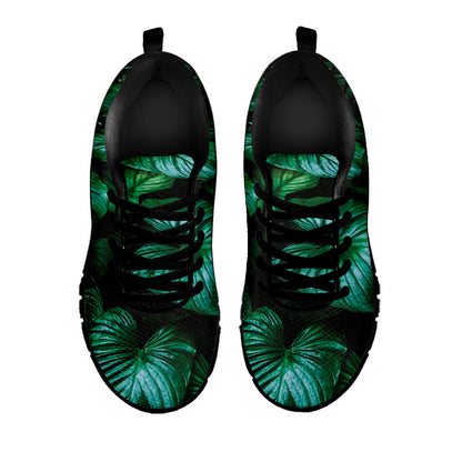 Natural Tropical Leaf Print Black Sneakers