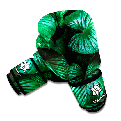 Natural Tropical Leaf Print Boxing Gloves