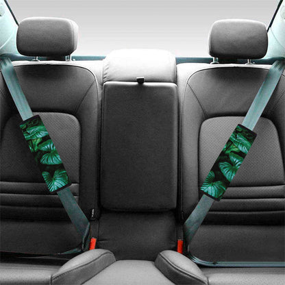 Natural Tropical Leaf Print Car Seat Belt Covers