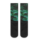 Natural Tropical Leaf Print Crew Socks
