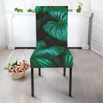 Natural Tropical Leaf Print Dining Chair Slipcover