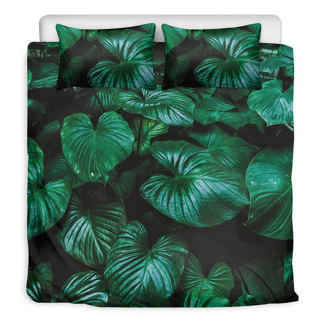 Natural Tropical Leaf Print Duvet Cover Bedding Set
