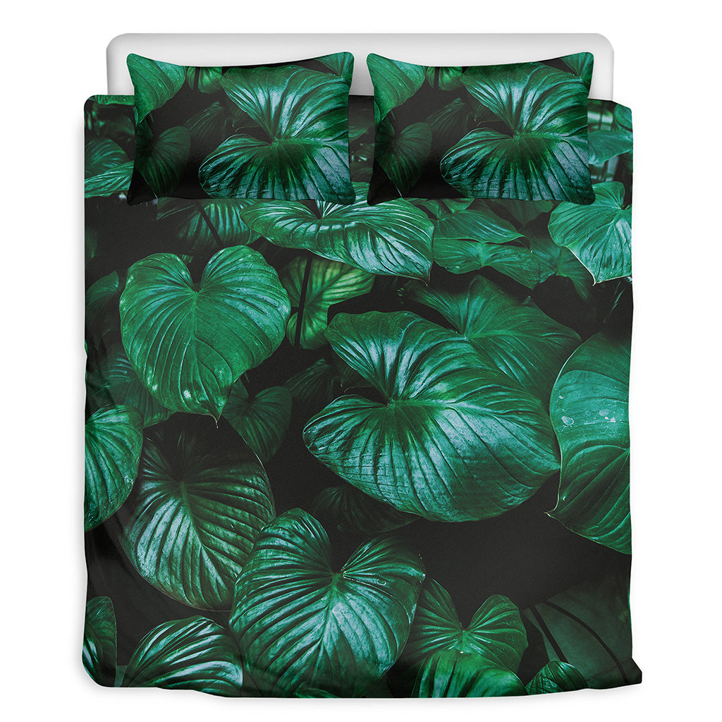 Natural Tropical Leaf Print Duvet Cover Bedding Set